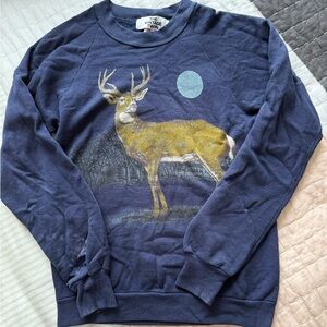 Vintage 80s raglan crewneck sweatshirt navy blue Vintage Twin deer antlers